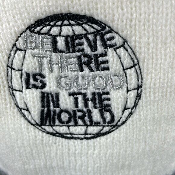 SCARF Tight Knit Rectangular Cream and Gray cozy warm - Picture 5 of 10